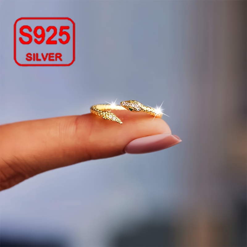 Snake Shape Index Ring Adjustable 925 Silver Low Allergy Ring